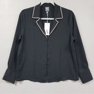 Black Button-Up Women's Top